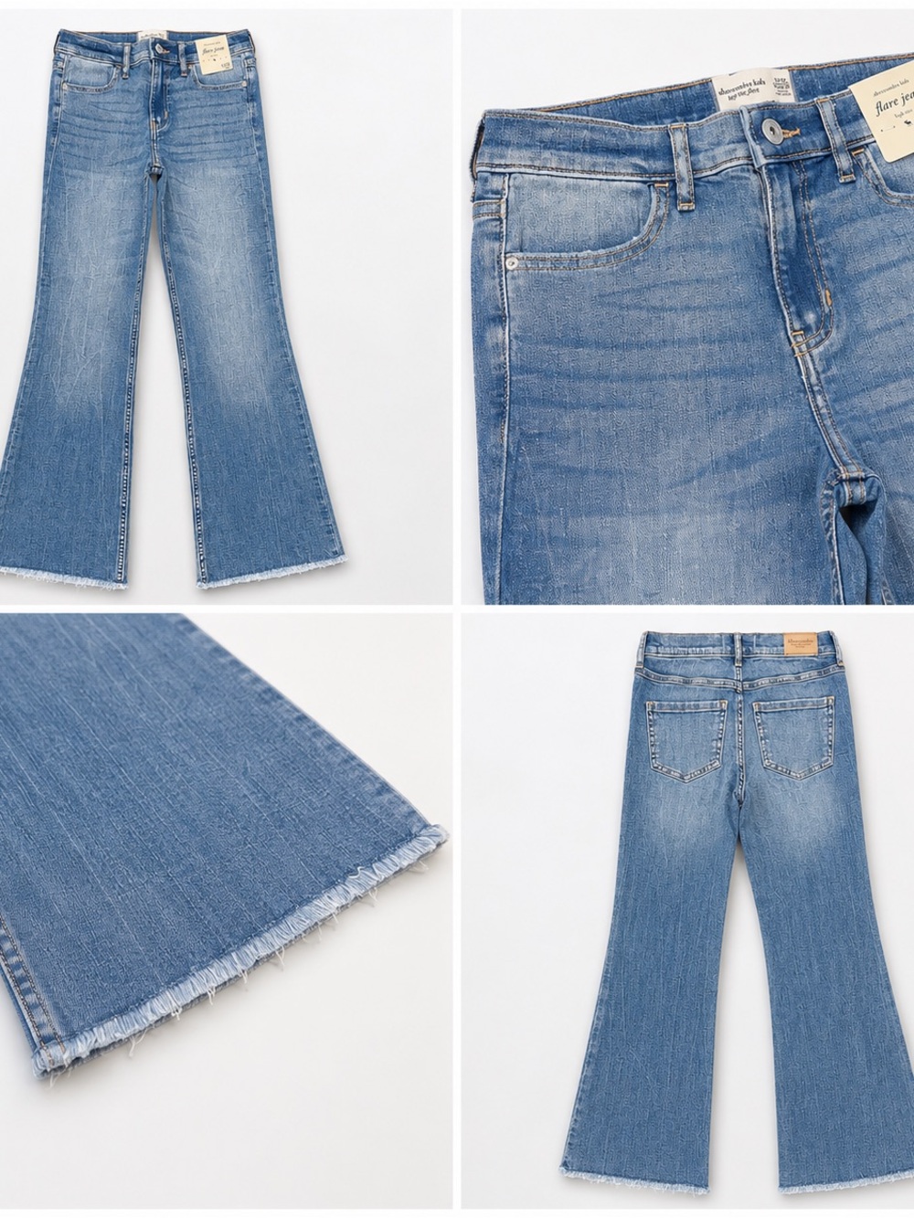 NWT Abercrombie Kids High Rise Flare Jeans | Girls Size 11/12 Regular